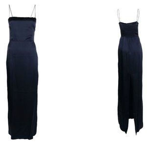 Navy Blue Blue Frankie Silk Maxi Dress